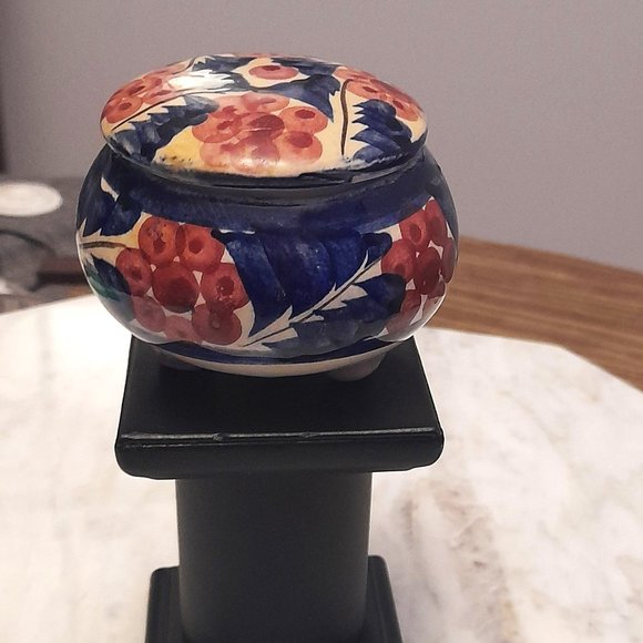 Vintage Sorrento Ceramic Hand Painted Floral Footed Jar - Picture 1 of 11